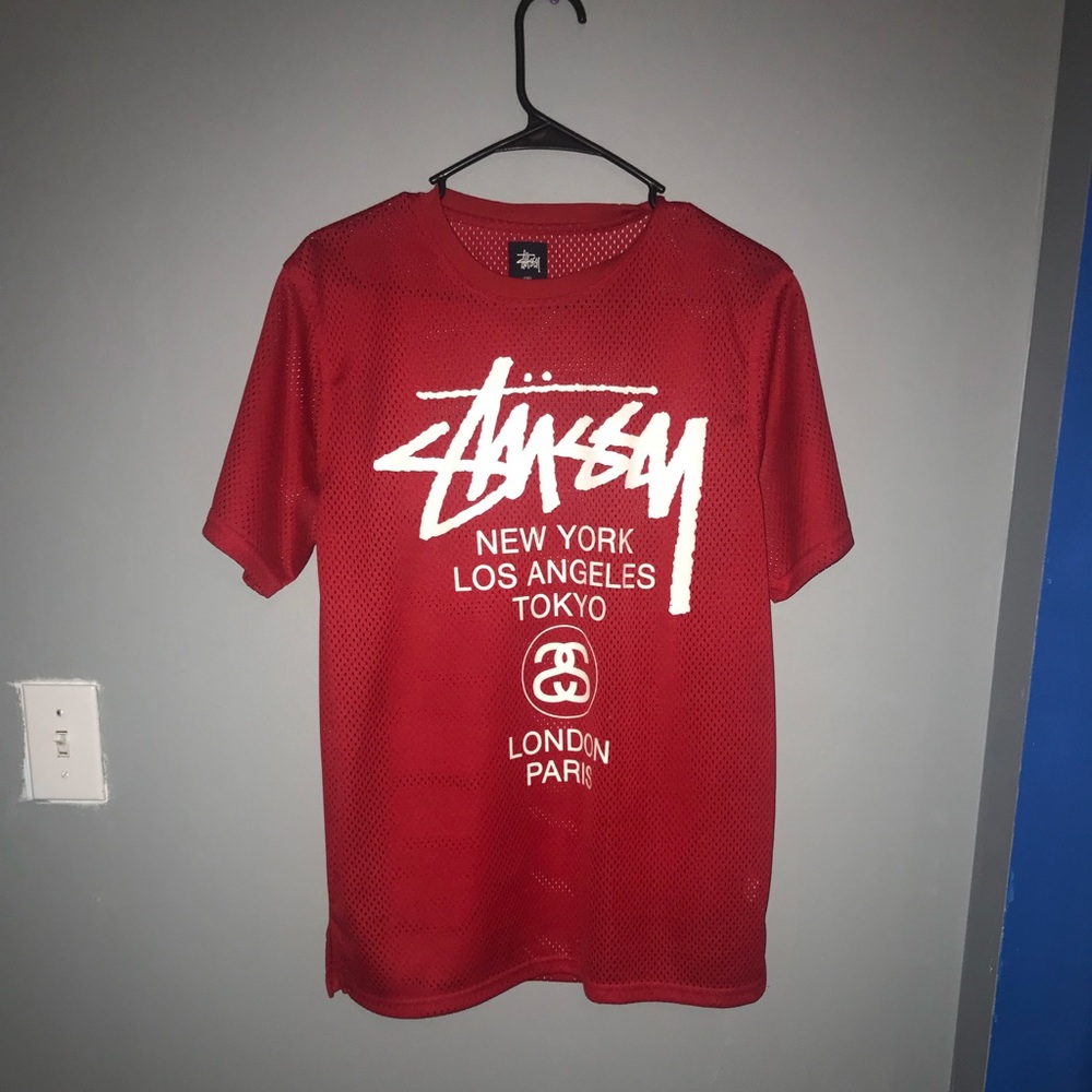 STUSSY red mesh jersey